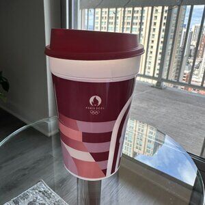 2024 Olympics Paris Costa Coffee Collector Souvenir Coffee Cup w/ Lid Red White